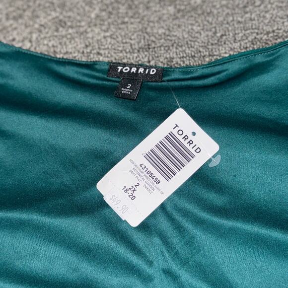 Torrid Mesh Sweetheart Shirred Top Women's Plus Size 2/2X NWT Green Coquette - Picture 9 of 10